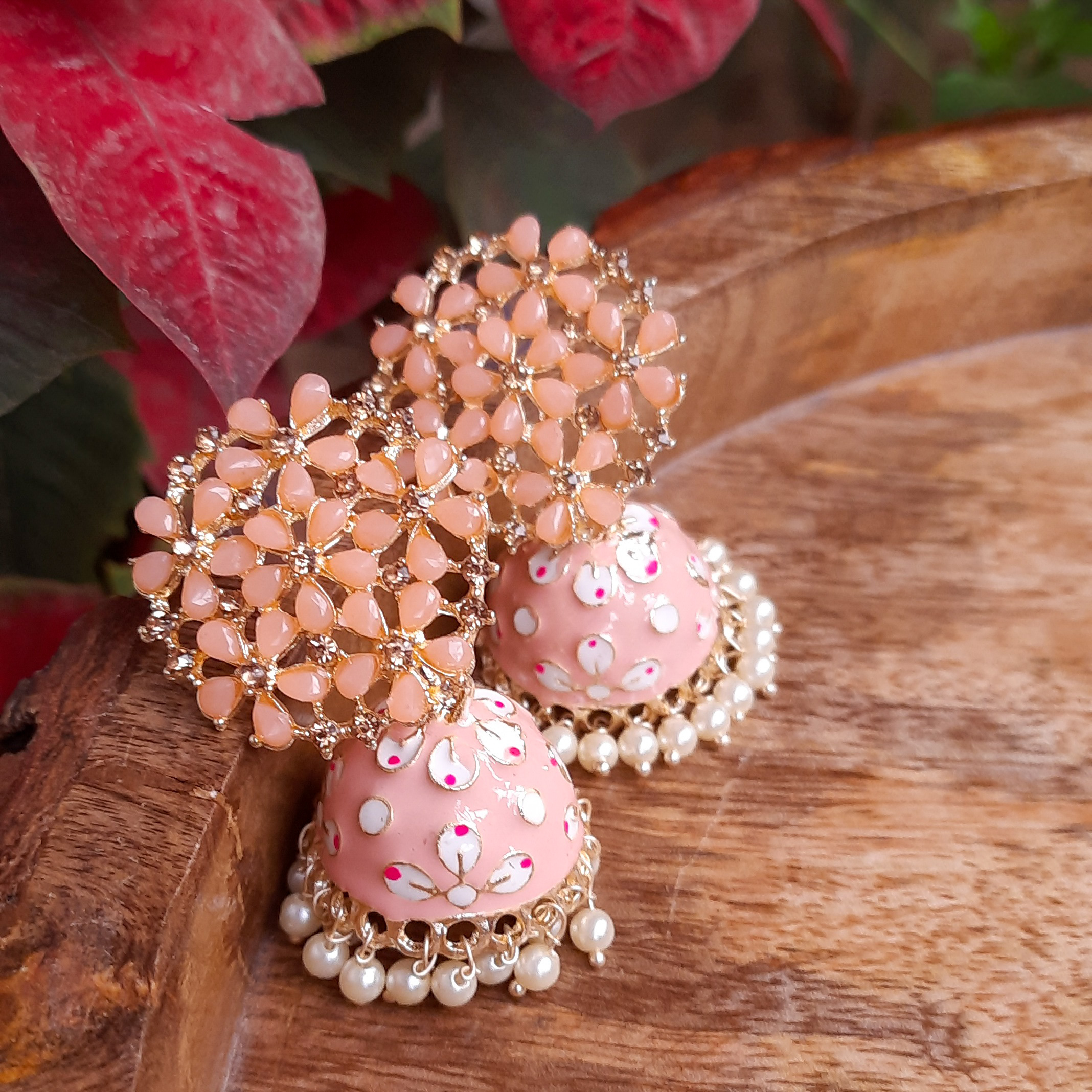 Peach 2025 colour jhumka