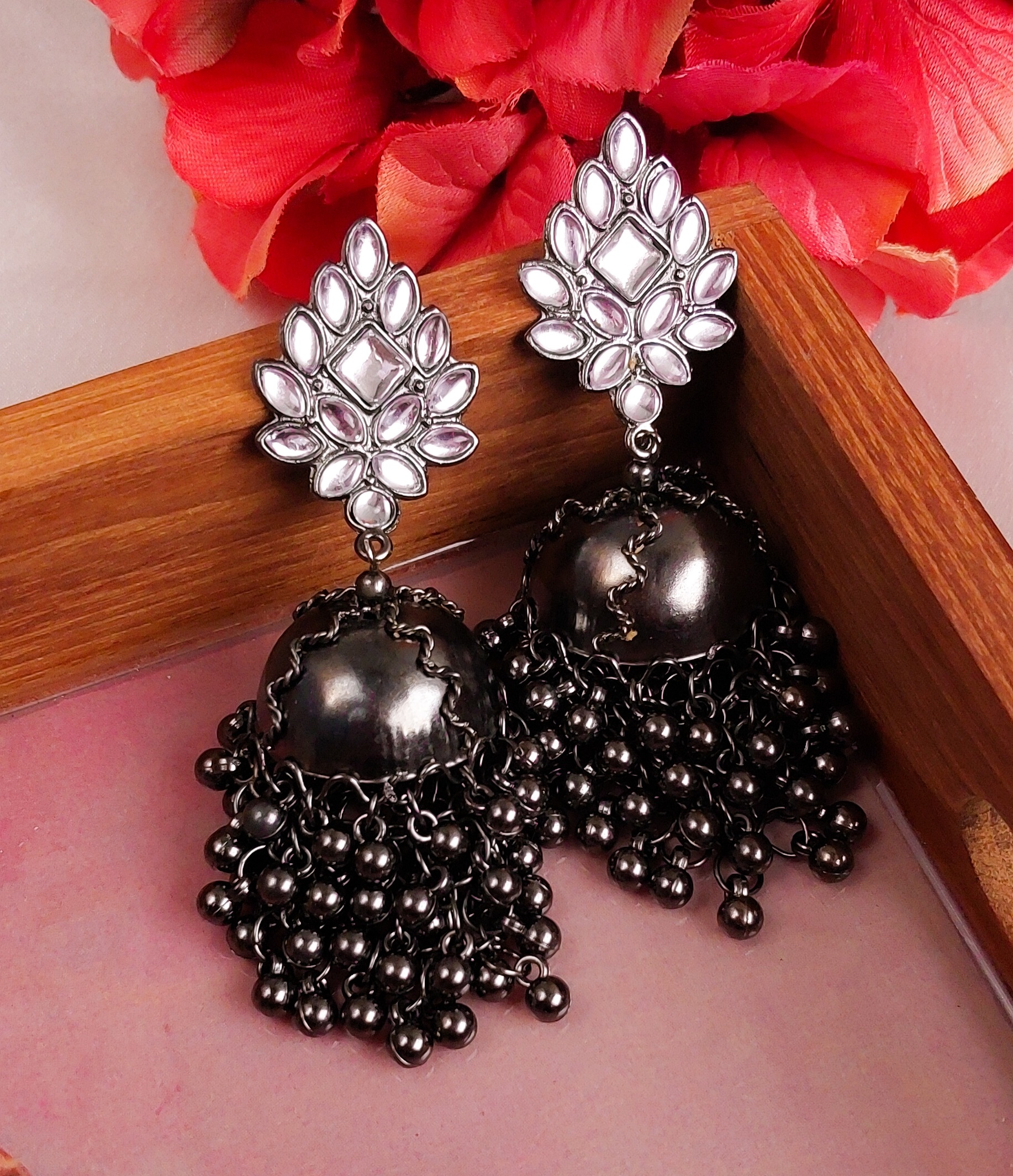 Trendy Black Jhumka Earrings & Studs - RStore