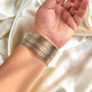 Sanyukta Line Bangles, Adjustable, Silver