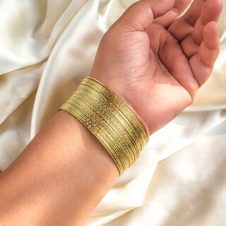 Sanyukta Line Bangles, Adjustable, Gold