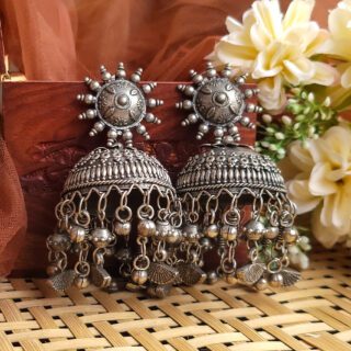 Dhruvi Jhumka Earrings, Matt Black